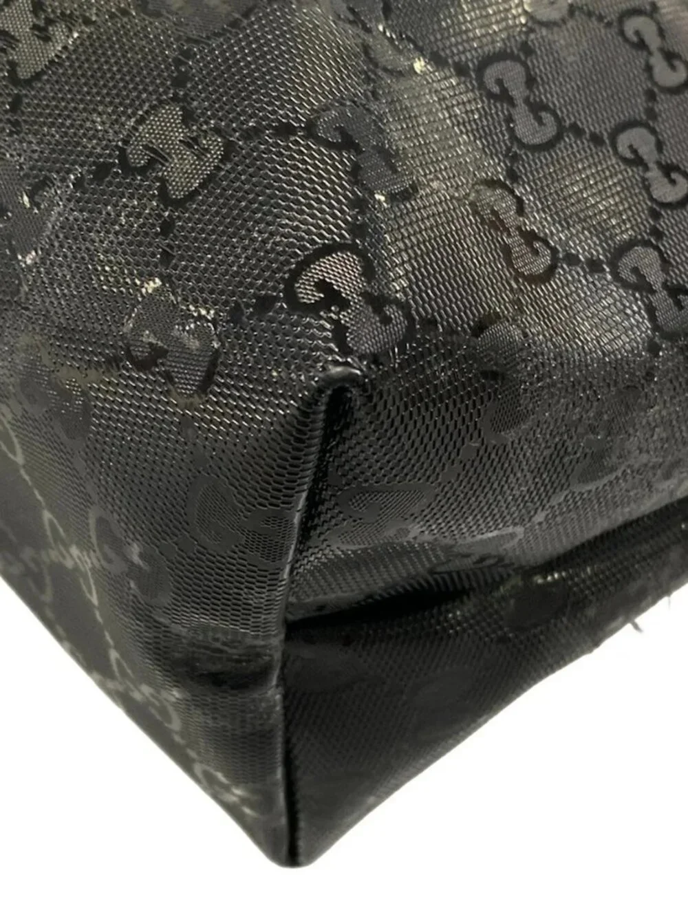 GUCCI Imprime 211137 Black PVC Leather Shoulder Bag - Picture 3 of 15